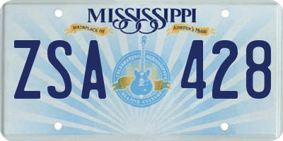 MS license plate ZSA428
