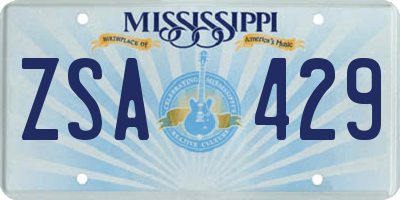 MS license plate ZSA429