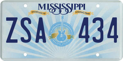 MS license plate ZSA434