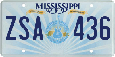 MS license plate ZSA436