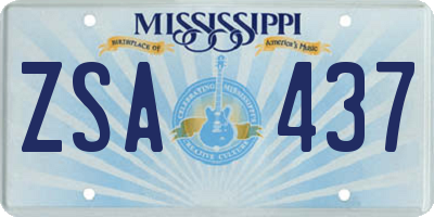 MS license plate ZSA437