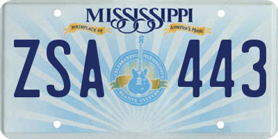 MS license plate ZSA443