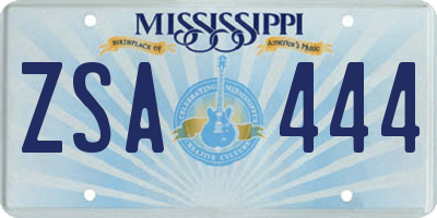 MS license plate ZSA444