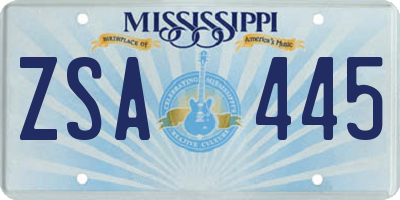 MS license plate ZSA445