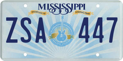 MS license plate ZSA447