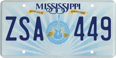 MS license plate ZSA449