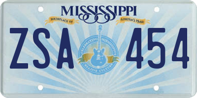 MS license plate ZSA454