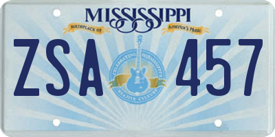 MS license plate ZSA457