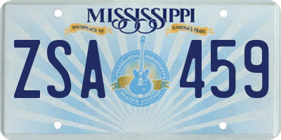 MS license plate ZSA459