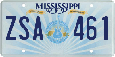 MS license plate ZSA461