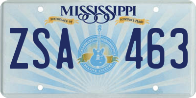 MS license plate ZSA463