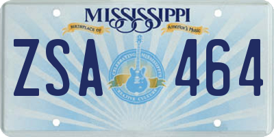 MS license plate ZSA464