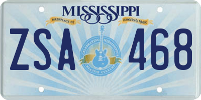 MS license plate ZSA468