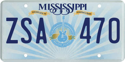 MS license plate ZSA470
