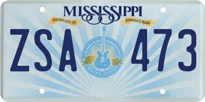MS license plate ZSA473