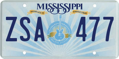 MS license plate ZSA477