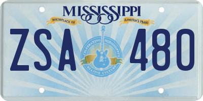 MS license plate ZSA480