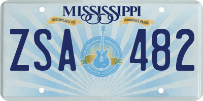 MS license plate ZSA482