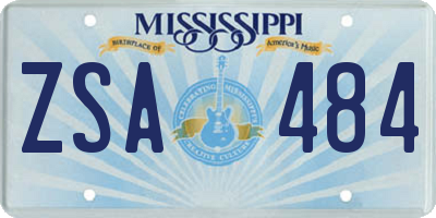 MS license plate ZSA484