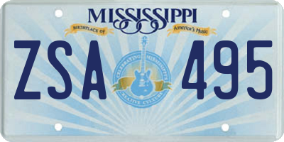 MS license plate ZSA495
