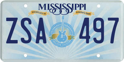 MS license plate ZSA497