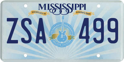 MS license plate ZSA499