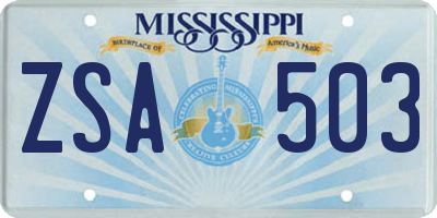 MS license plate ZSA503
