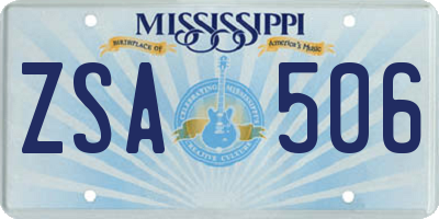 MS license plate ZSA506