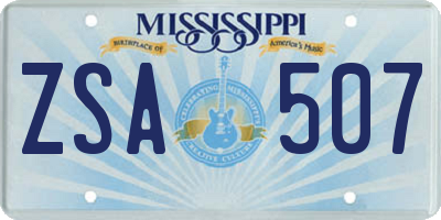 MS license plate ZSA507
