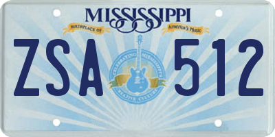 MS license plate ZSA512