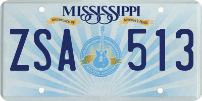 MS license plate ZSA513