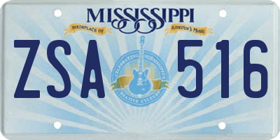 MS license plate ZSA516