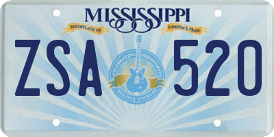 MS license plate ZSA520