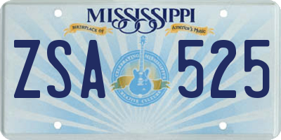 MS license plate ZSA525