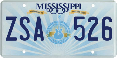 MS license plate ZSA526