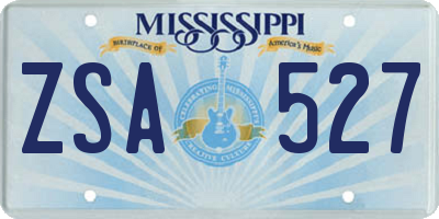 MS license plate ZSA527