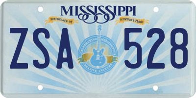 MS license plate ZSA528