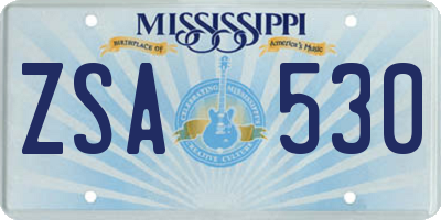 MS license plate ZSA530