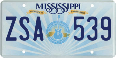 MS license plate ZSA539