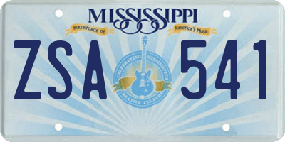 MS license plate ZSA541