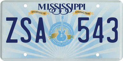 MS license plate ZSA543