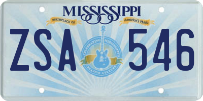 MS license plate ZSA546