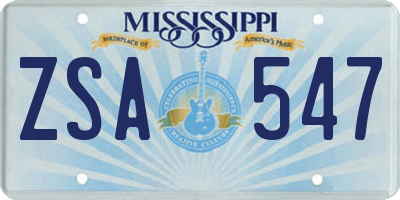 MS license plate ZSA547