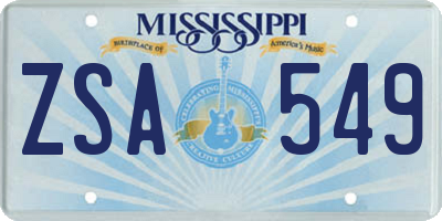 MS license plate ZSA549