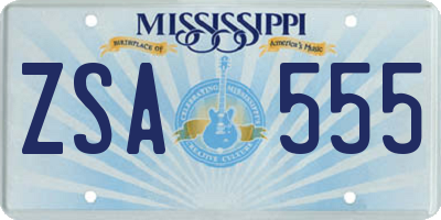 MS license plate ZSA555