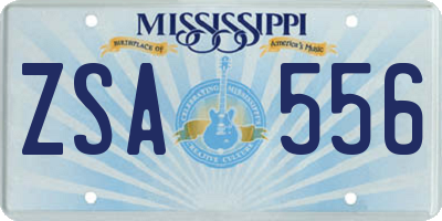 MS license plate ZSA556