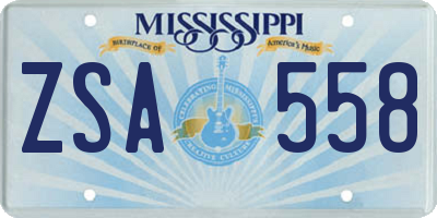 MS license plate ZSA558