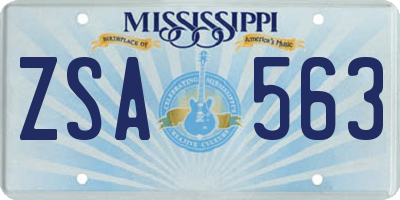 MS license plate ZSA563