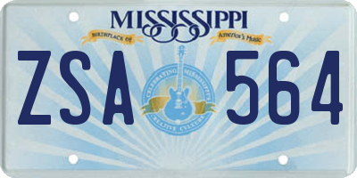 MS license plate ZSA564