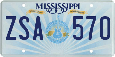 MS license plate ZSA570